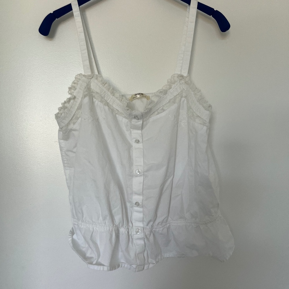 Zara white embroidered pajama top